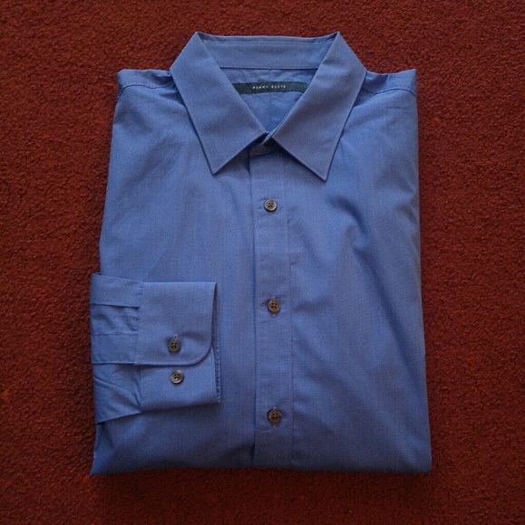 Men's Perry Ellis Blue Dress Shirt Medium - Picture 1 of 4